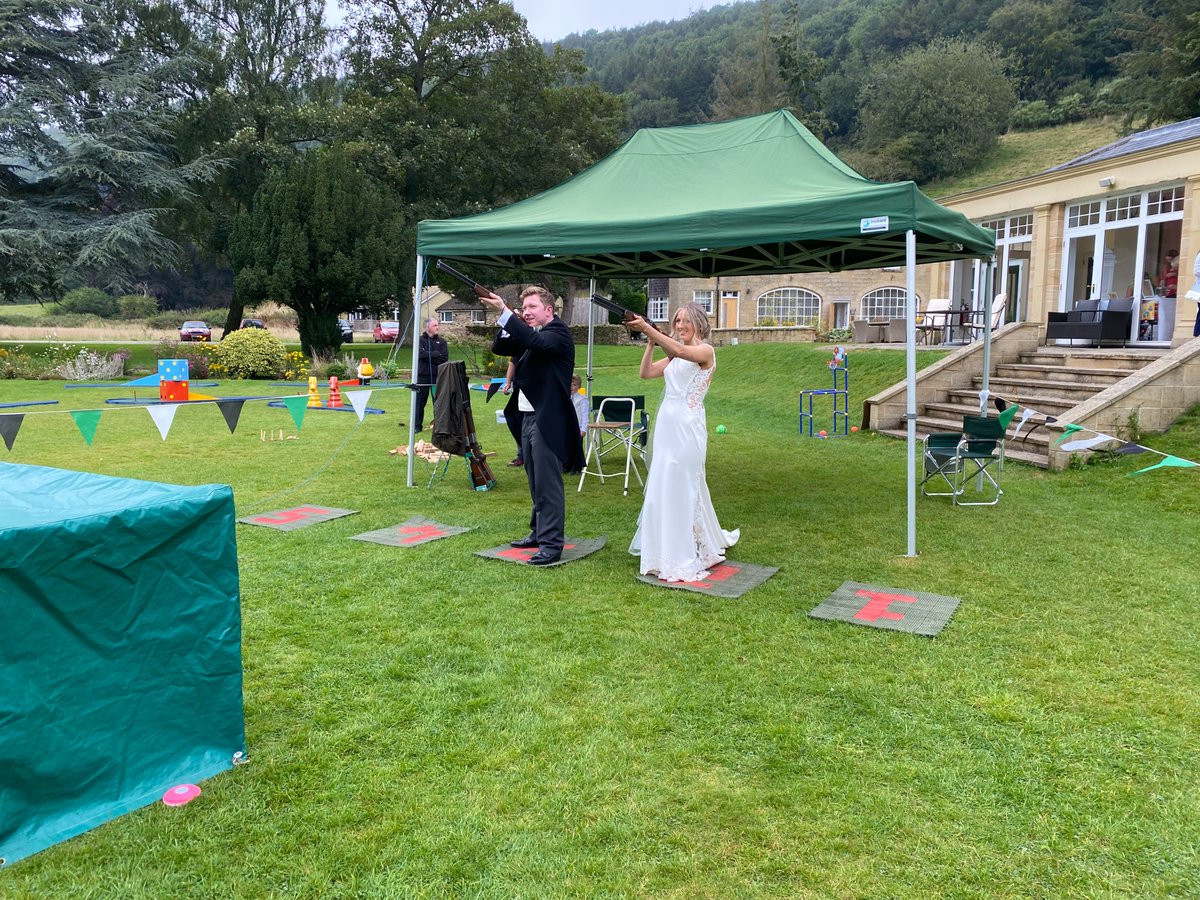 Who doesn't 𝗟𝗢𝗩𝗘 a Bride &amp; Groom shoot off?! 

 #BrideAndGroom #ShootOff  #WeddingMemories #LaserClayShooting #Wedding