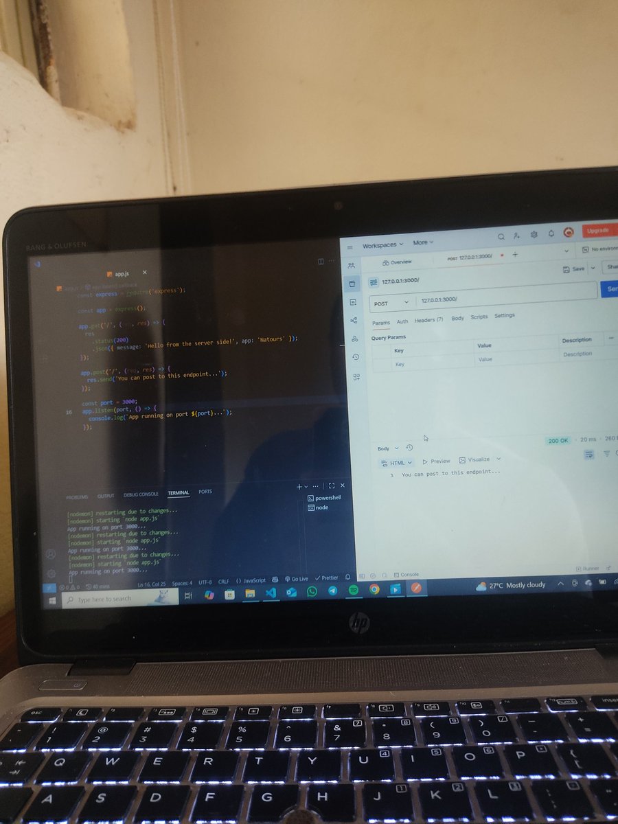 roobie001's tweet image. Woke up feeling strong. Backend development progress... done with the introductions. I just started using express. game on! .

#backenddevloper #expressjs #nodejs #FullStackDeveloper