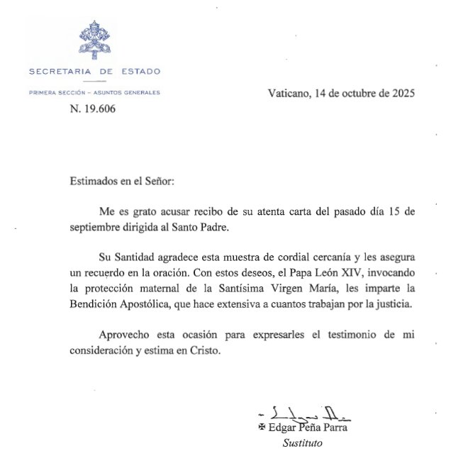 🇻🇦 Carta del Vaticano a COPAJU: “León XIV agradece la muestra de cordial cercanía”

copaju.org/post/carta-del…