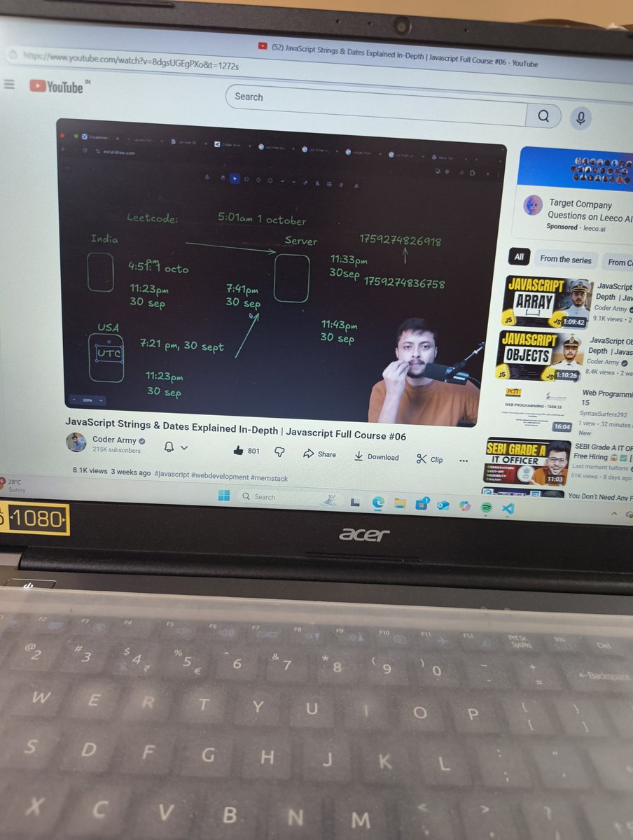 gargdiya367's tweet image. Javascript lecture 6 completed ✅ 
Learnt about strings and dates in the most amazing way, so knowledgeable, everyday learning so new things....
@rohit_negi9 
@CoderArmy 
#WebDevelopment