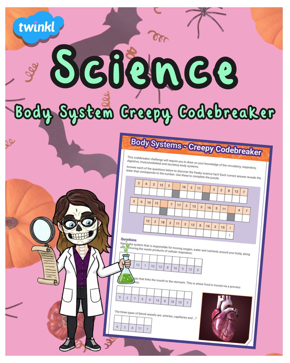 Ready to put a SPOOKY spin on revision? 🎃Our Body Systems Creepy Codebreaker is the perfect, low-prep challenge for your KS3 science class.👇
Download instantly: twinkl.co.uk/l/1a4w72
#KS3Science #TwinklNI #BodySystems #Halloween