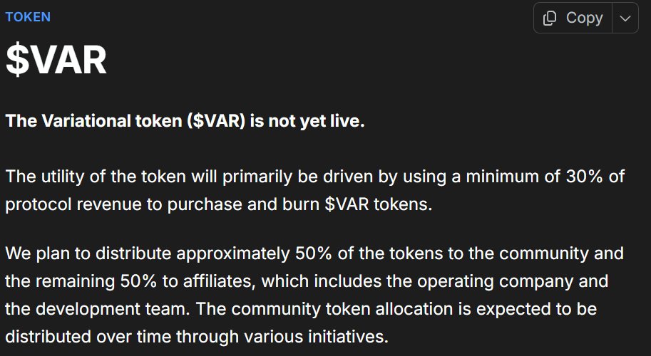 Callum (@callumoncrypto) on Twitter photo 2 great reasons to farm/trade on <a href="/variational_io/">Variational</a>
"We plan to distribute approximately 50% of the tokens to the community."
"Minimum of 30% of protocol revenue to purchase and burn $VAR tokens."
You get bronze boost for 90 days by using my link:
omni.variational.io/?ref=OMNICALLUM 2 great reasons to farm/trade on <a href="/variational_io/">Variational</a>
"We plan to distribute approximately 50% of the tokens to the community."
"Minimum of 30% of protocol revenue to purchase and burn $VAR tokens."
You get bronze boost for 90 days by using my link:
omni.variational.io/?ref=OMNICALLUM