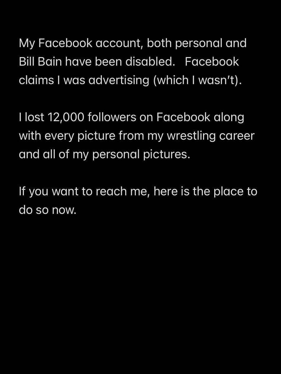 The_Bill_Bain's tweet photo. Facebook hates me and I lost 12,000 followers.  

So I guess back to X. https://t.co/H9UBOFBzfC