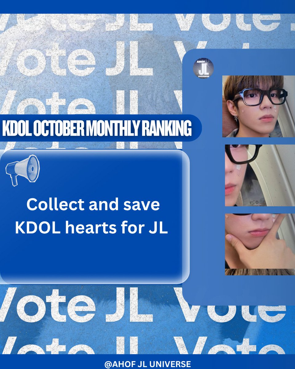 AhofJLUniv3rse's tweet photo. JL Stans, it's go time! ๐
Keep dropping those daily hearts & let's hit 50M for JL! ๐
Every heart makes him glow brighter. ๐
#AHOF #์ํ
#AHOF_JL #์ ์ด์
#VoteforJL
@AHOF_official https://t.co/UPI8Jibjfe