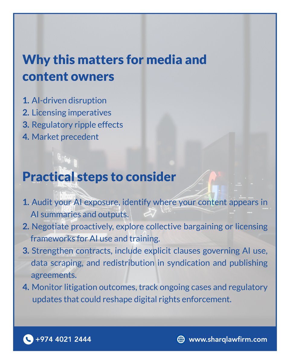 Penske Media sues Google.

Claims AI Overviews copy its journalism and drain ad revenue.

Case could reshape how publishers protect their rights in the AI age.

#SharqLawFirm #AI #MediaLaw #CompetitionLaw #DigitalRights