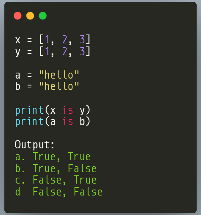 RealBenjizo's tweet image. Python Question:
Can you figure this one out?
What is the output, and why?