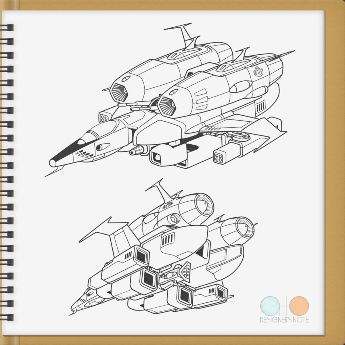 📒デザイナーズノート
コスモタイガーⅡプラス 4
波動パック装着
VF-1バルキリーのスーパーパックやストライクパックのような拡張パーツを装着。
戦闘機用に小型化された簡易波動エンジンを2基搭載。
波動エンジンパック先端に小波動砲×2、翼下に波動ミサイルポッド×2を装備。