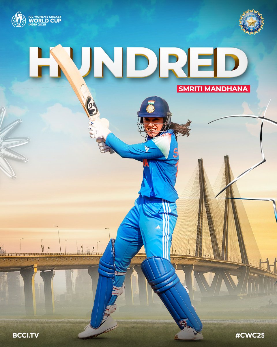 BCCIWomen's tweet image. 𝐇.𝐔.𝐍.𝐃.𝐑.𝐄.𝐃 💯
A batting masterclass from #TeamIndia vice-captain Smriti Mandhana in a crucial game 👏
ODI century no. 1⃣4⃣ 🫡
Updates ▶️ bit.ly/INDWvNZW-WORLD…
#WomenInBlue | #INDvNZ | #CWC25 | @mandhana_smriti