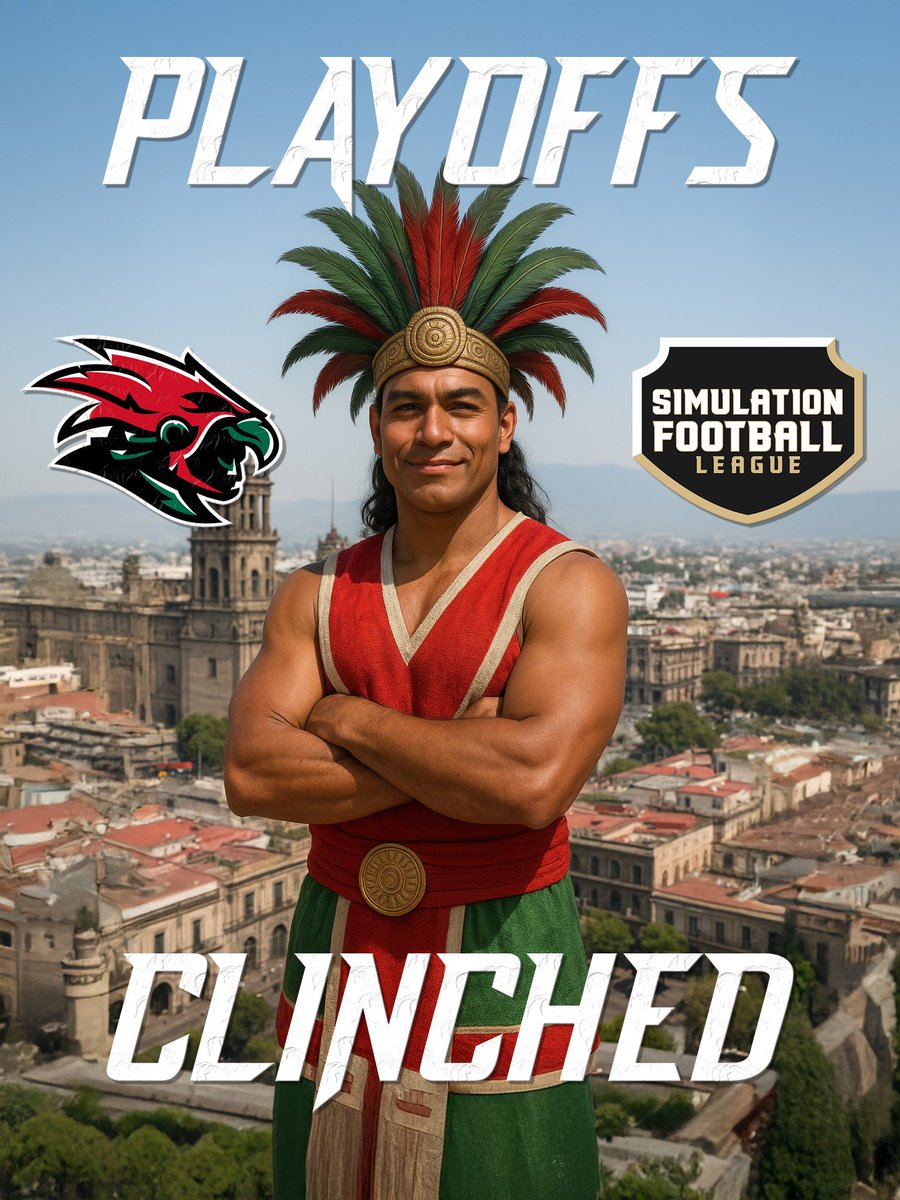 SFLAztecs's tweet image. For the 3rd time in a row, the Aztecs have clinched a spot in the playoffs!

#AztecEmpire @simulationfl
