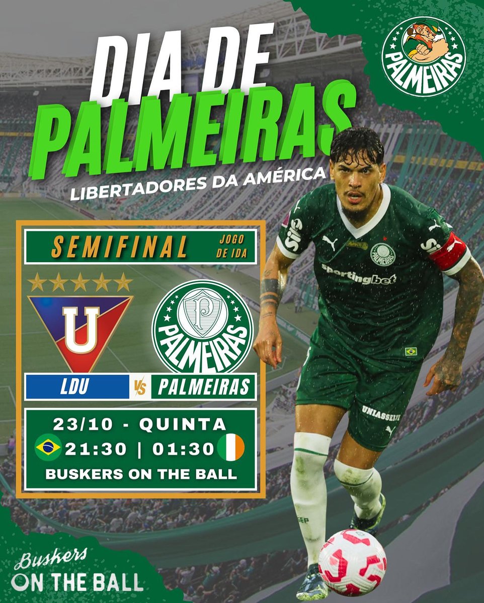 Hey Porcada! Na madrugada de hj para amanhã tem @libertadoresbr 🇮🇪 01:30 

Estaremos no <a href="/BuskersOTB/">Buskers On The Ball</a> 
 
 #diadepalmeiras #libertadores #glóriaeterna #libertadoresbrasil #palmeirasdublin #maiorcampeãodobrasil #ireland #gloriaeterna #almaecoração #todosomosum #dublin