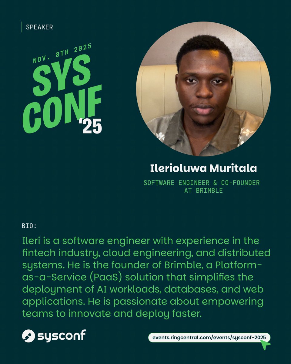 sysconf_'s tweet image. We're excited to announce Ilerioluwa Muritala @pipe_dev as a speaker at SysConf 2025!  
His talk is titled "Brimble Internals".