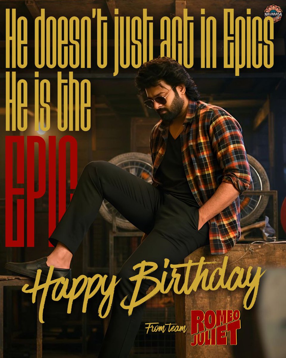 Team_Prabhas's tweet photo. Team #RomeoJuliet wishing Darling Happy Birthday 
#HappyBirthdayPrabhas https://t.co/C577dFw7ls