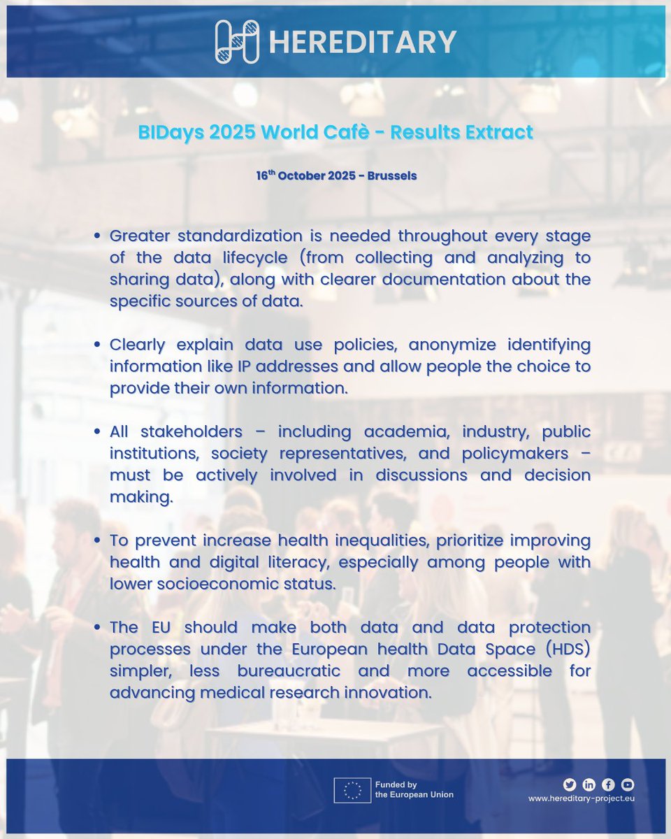 Observa_Society's tweet photo. How can citizens contribute to advancing brain health &amp; medical innovation? 🧬🧠
Hereditary's World Café with @EU_Brain fostered rich dialogue between researchers &amp; the public,  and the results reveal valuable insights for science &amp; society.
#BIDays #science #publicengagement https://t.co/a7qIGAsqt3