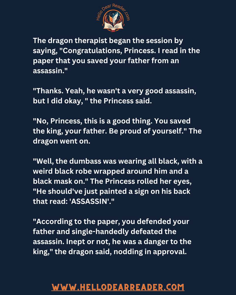 jason_delph's tweet image. Princess &amp;amp; the Dragon Therapist: Assassination [157]
Read them all here:
rfr.bz/te2cccf
#CozyFantasy #HelloDearReader #NanoFiction #MicroFiction #BookLovers #FantasyReads