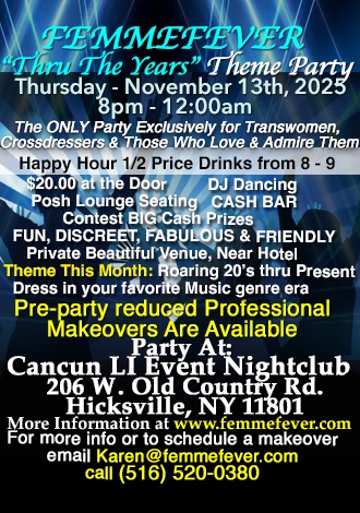 FemmeFever's tweet photo. Thursday November 13th FemmeFever Theme PARTY
“Thru The Years” 8pm-12:00am (yes you can stay  longer or get there a bit earlier) Cancun Long Island Private Event Nightclub 206 W Old Country Rd Hicksville, NY 11801 https://t.co/3oFl1NEFhd