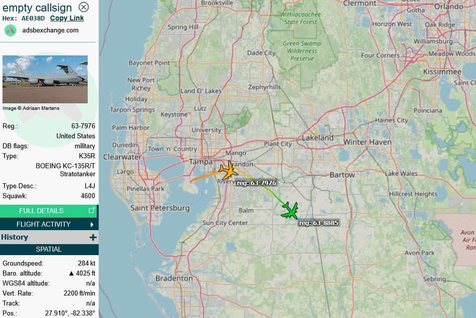 SirListenalot's tweet photo. ~0840z #B1 #Bone #AE6C01 out of Dyess
~1050z #KC135's #AE0393 #AE038D (#HAZEL21) out of McDill
I suppose it's a(n/the expected) #Caribbean mission ๐ https://t.co/MF6Rq7Vffp