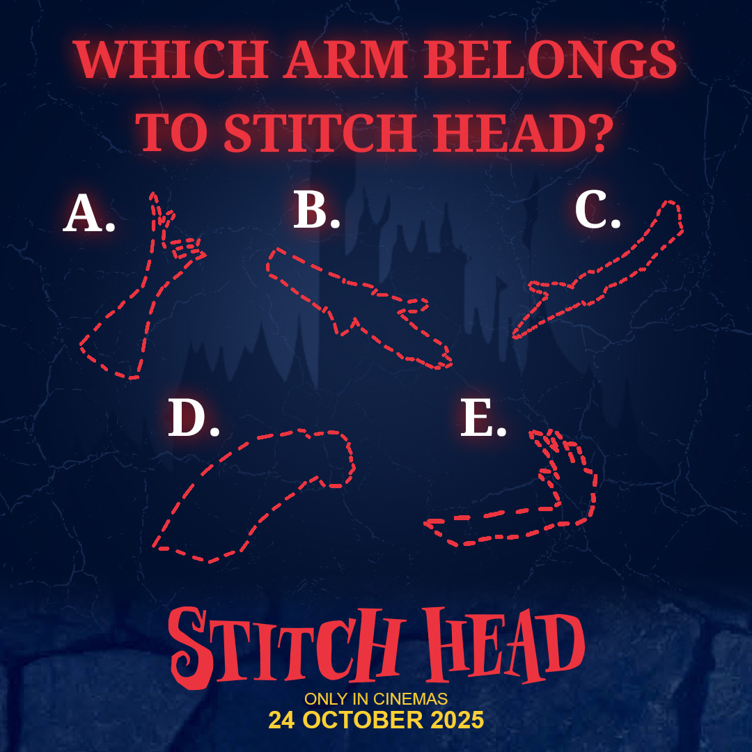 STITCH EMERGENCY! 🧵 Stitch Head's arm has been torn off! Pick the correct arm from the picture to stitch back on! You could WIN 4 movie tickets to see Stitch Head come to life on the big screen!🍿
#StitchHeadMovieSA - Find a cinema: linktr.ee/filmfinityza