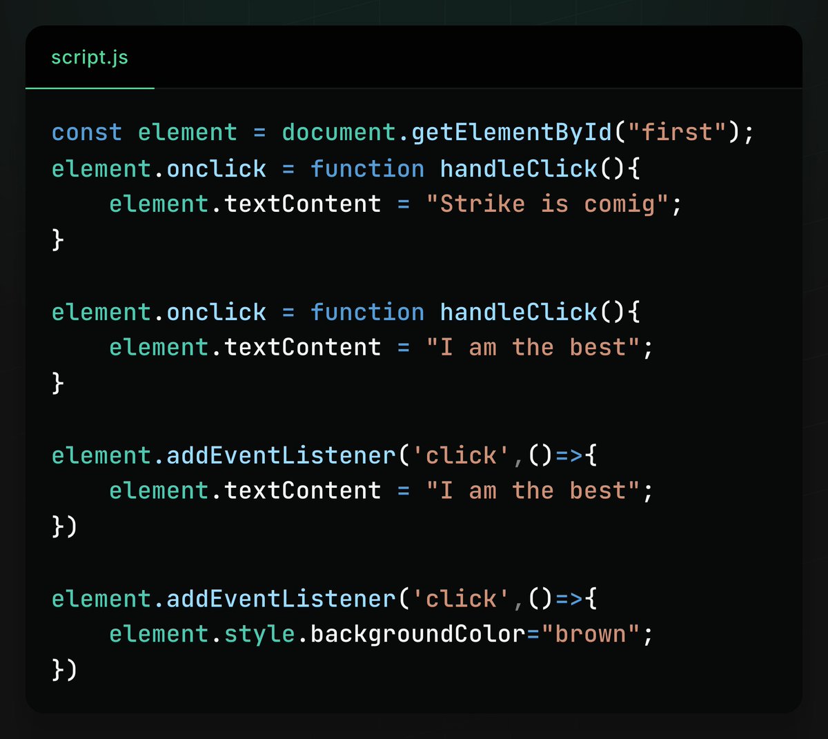 YashSainiCodes's tweet image. 📅 Day 46 – Web Development Journey
Topic Covered:
Events in JavaScript
Thanks 🙏 to @rohit_negi9 Bhaiya & @adityatandon02 Bhaiya for an amazing course!
#180DaysOfCode #WebDevelopment #CoderArmy