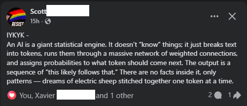 IBMLinux's tweet image. My co father in laws comment on AI. He is also a programmer 😛 
"Dreams of Electric Sheep" ⚡️ 🐑😝
Forget the buzzword AI, and start regulating software and auditing large software shops like Meta, X, Google and others that rely on harvesting algorithms(Software) to get data.