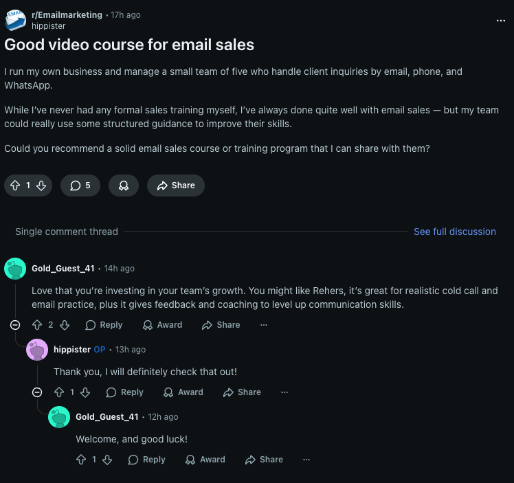 At Replymer, we don't just recommend your product, we engage in conversations with potential customer.

We also often receive private messages asking for a link to a product we've mentioned, and we always respond.

We try to do everything possible to ensure that you actually get