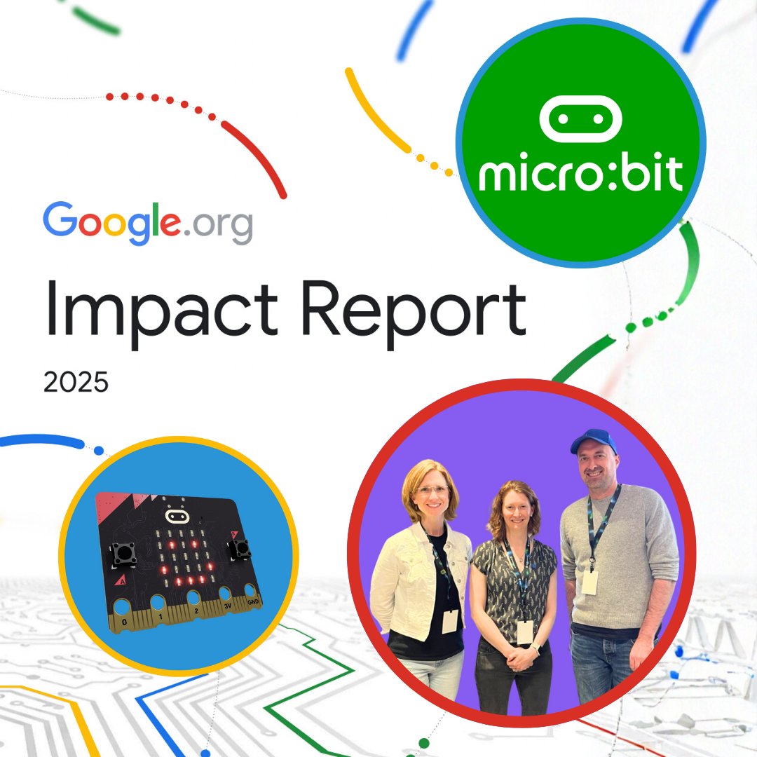 microbit_edu's tweet image. We’re featured in the first-ever @Googleorg Impact Report 💚
It celebrates organisations using technology to increase access to learning and skills — including our work to make coding more inclusive via @googleaccess 
👇