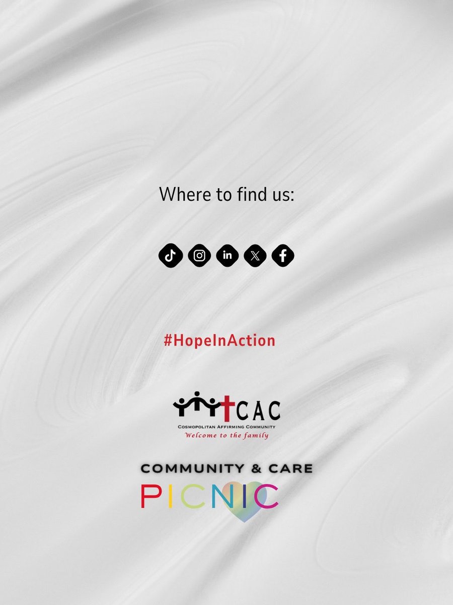 Our CAC Picnic was a celebration of love, rest &amp; connection.

This #ThursdaysInBlack, we stand together for dignity, safety &amp; hope.
Here’s to community that heals, uplifts &amp; affirms.

#HopeInAction #CommunityCare #CosmopolitanAffirmingCommunity