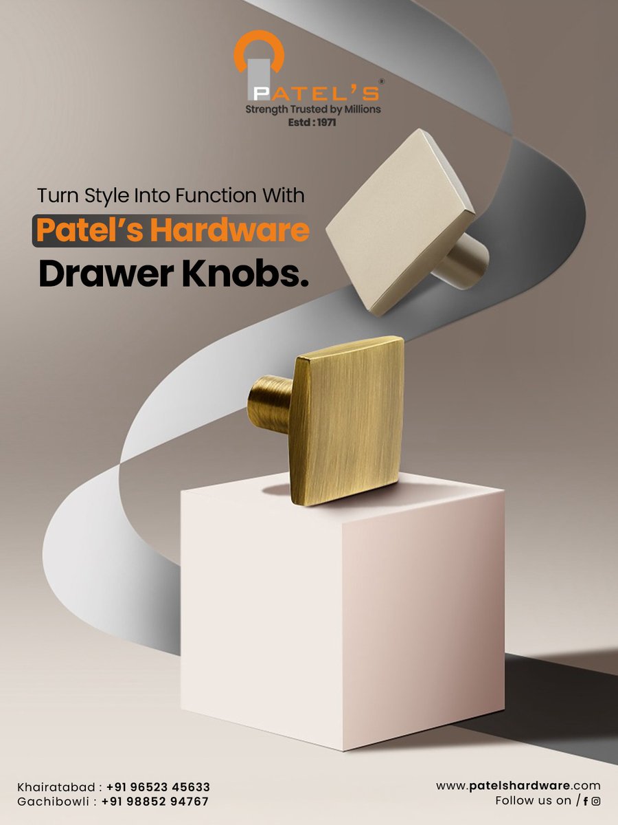 Patelshardware's tweet image. Add a touch of elegance to every drawer with Patel’s Hardware Drawer Knobs — where design meets durability. Perfect craftsmanship since 1971. Visit us today for timeless hardware style.

Visit our website: patelshardware.com
#patelshardware #drawerknobs #homedecor