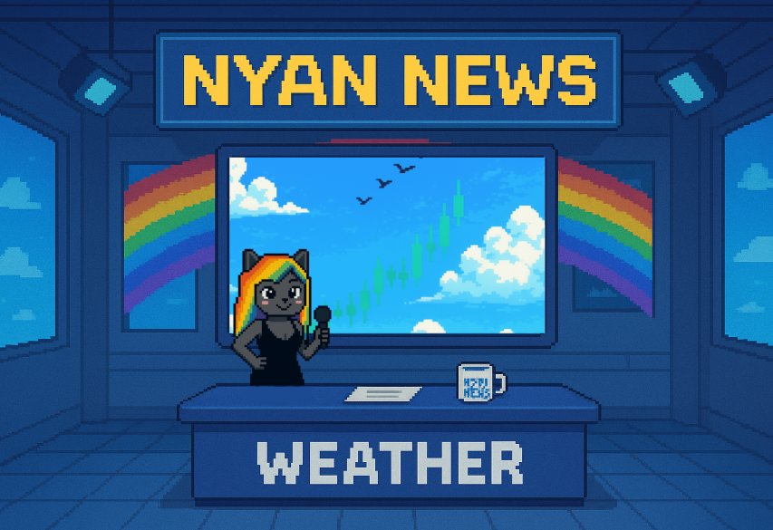 Hello Nyaners! Did you miss me? Well, I’m back! ☀️🐾

Today’s forecast across Nyanland is absolutely purrfect! 🌤️ After a few days of sideways winds and cloudy uncertainty, the sun is shining bright again over $NYAN. The latest green candles rose like a beautiful pixelated