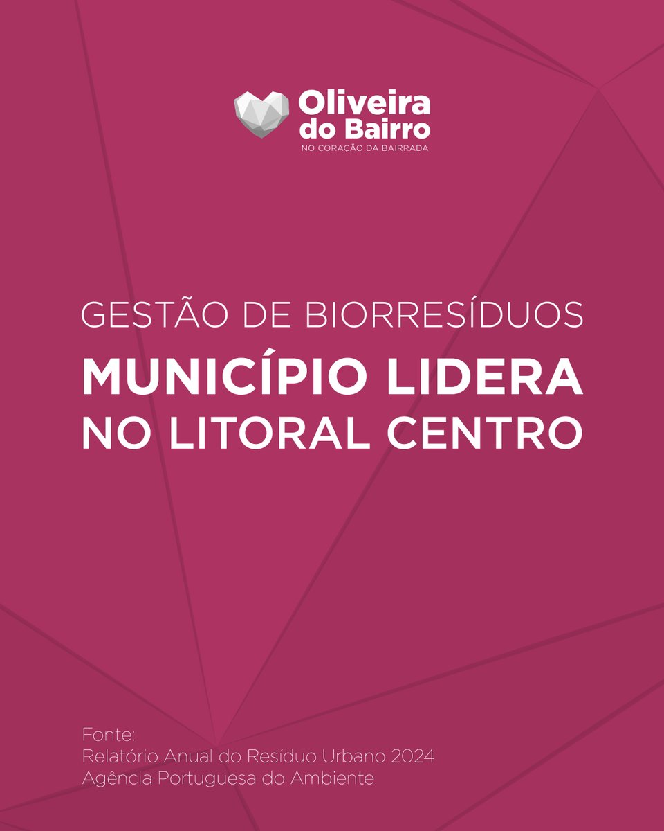 #OliveiradoBairro é o município com a maior taxa de recolha seletiva de #biorresíduos da região litoral centro, estando no lote dos 𝗺𝗲𝗹𝗵𝗼𝗿𝗲𝘀 𝗮 𝗻𝗶́𝘃𝗲𝗹 𝗻𝗮𝗰𝗶𝗼𝗻𝗮𝗹 nesta área, de acordo com a Agência Portuguesa do Ambiente.

ℹ️ cm-olb.pt/p/noticias