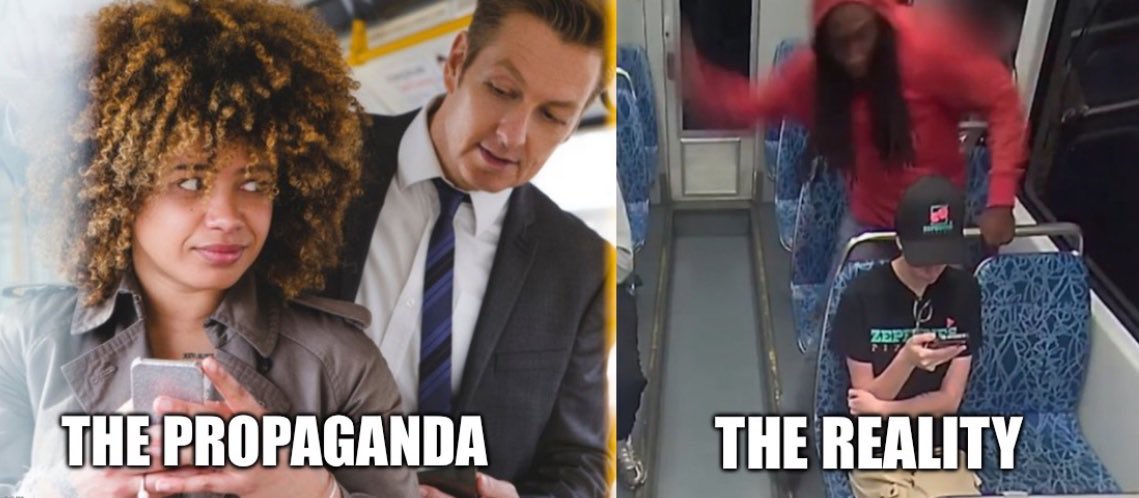 🔴🇬🇧 POLÉMIQUE | En Angleterre, une campagne contre le harcèlement dans les transports suscite la controverse.
Des internautes répliquent avec la photo d’Irina Zaroutska.