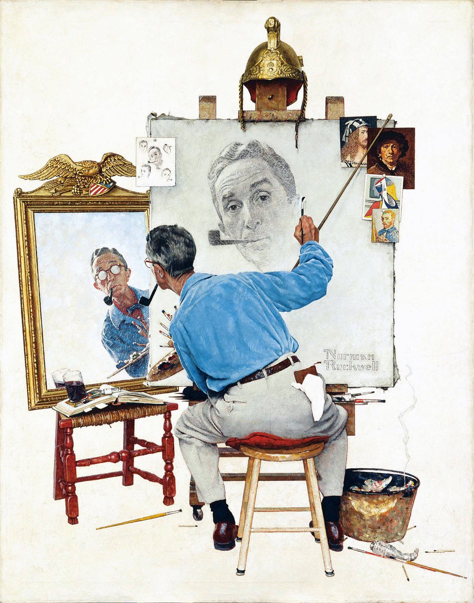 lusidraws's tweet image. based in norman rockwells triple self portrait