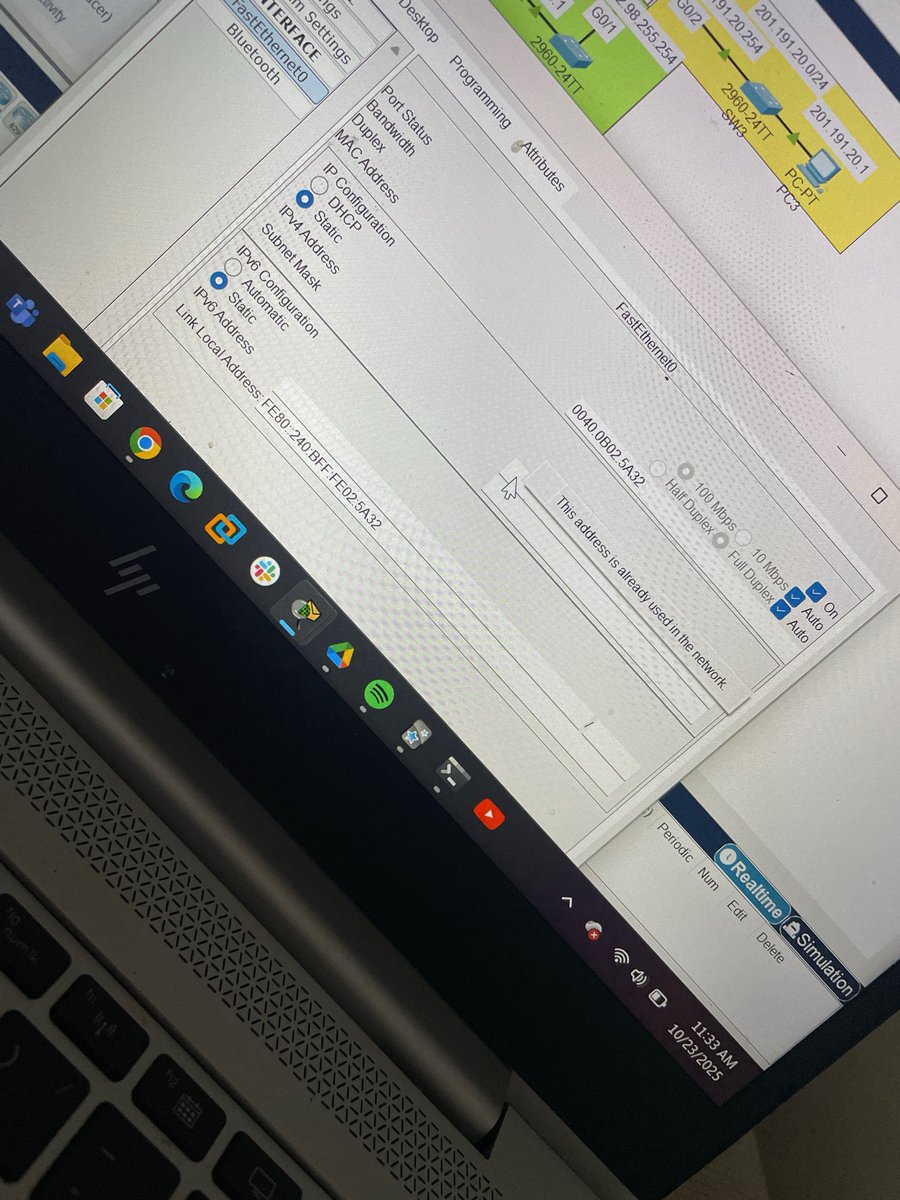 eh_tiks's tweet image. Encountered a problem while studying and configuring. I used the same IP address for both the router and the PC.
Took a bit of troubleshooting, but I finally figured it out, fixed the issue, and got successful pings 
 #Networking #Beginner