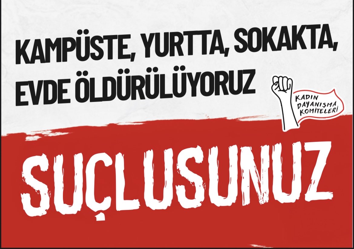 Kayseri Erciyes Üniversitesi’nde okuyan Meliha Keskin bugün, fakülte önünde pompalı tüfekle öldürüldü. 

Meliha’yı 5 yıl önce boşandığı F.K. öldürdü. 

Meliha’yı daha geçtiğimiz aylarda Boğaziçi Üniversitesi’nde silahla öldürülen Hilal’in hesabını vermeyenler öldürdü.

Meliha’yı