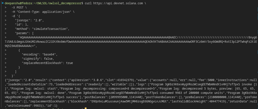 bonedev29's tweet photo. Today I built &amp; deployed a new on-chain decompression module for
@owlsol_ 

It  decompresses binary data directly on-chain, and logs the result — fully tested locally &amp; live on devnet .  🔗 Program: https://t.co/Hy2POk8jxL 📷 Tx: https://t.co/dSeWQO79L6 https://t.co/k1W15n6xdt