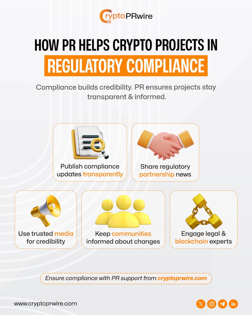CPrwire's tweet image. Stay compliant, stay credible! Transparent PR keeps your crypto project trusted and regulation-ready.

Explore More Visit: cryptoprwire.com

#CryptoPR #BlockchainPR #CryptoCompliance #CryptoNews #BlockchainUpdates #CryptoMarketing