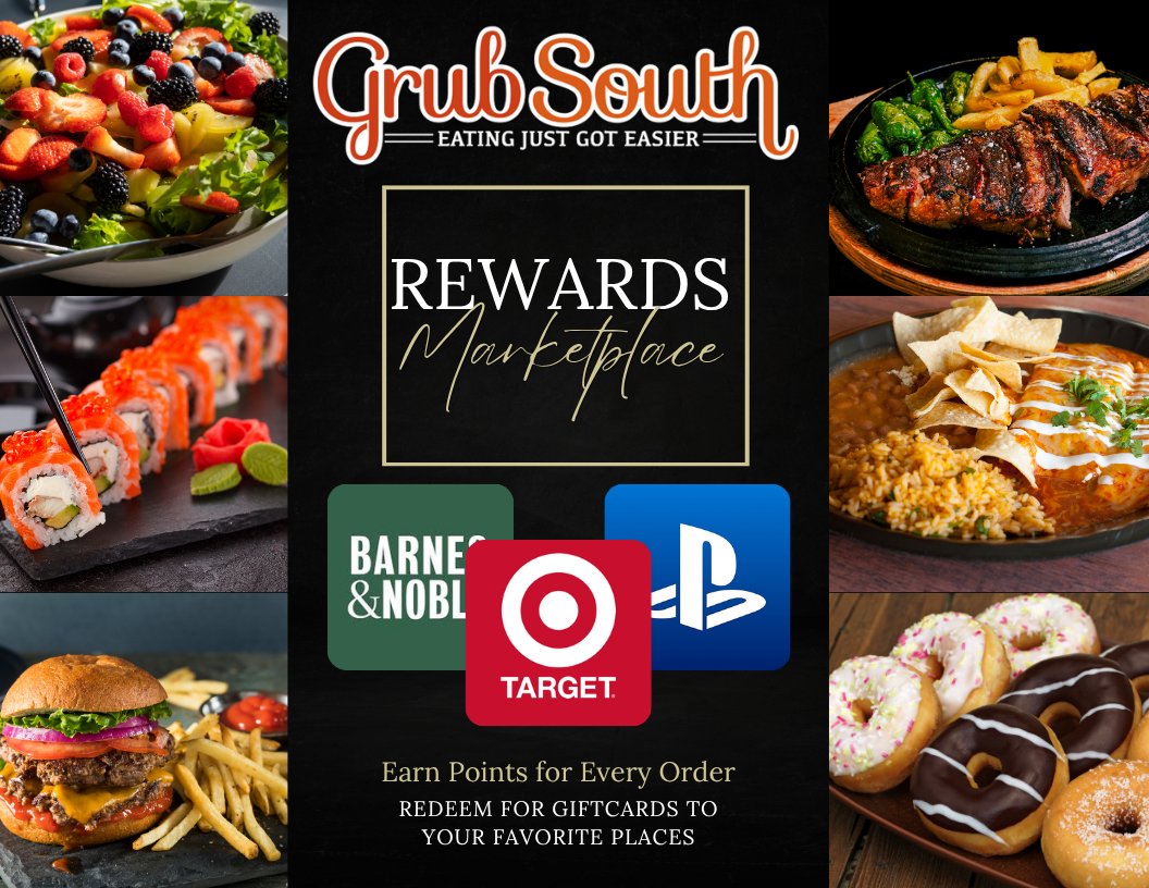 Log in today and see how many points you have! 

grubsouth.com