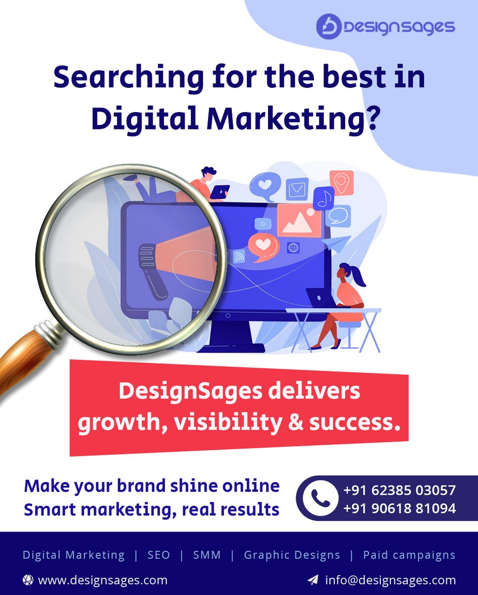 SagesDesign's tweet photo. 🚀 Searching for the best in Digital Marketing?

DesignSages delivers growth, visibility &amp; success.

📈 Make your brand shine online.
Smart marketing, real results.

📞 Call: +91 906 188 1094

#designsages #digitalmarketing #SmartMarketing https://t.co/jkQ2TQ67DH