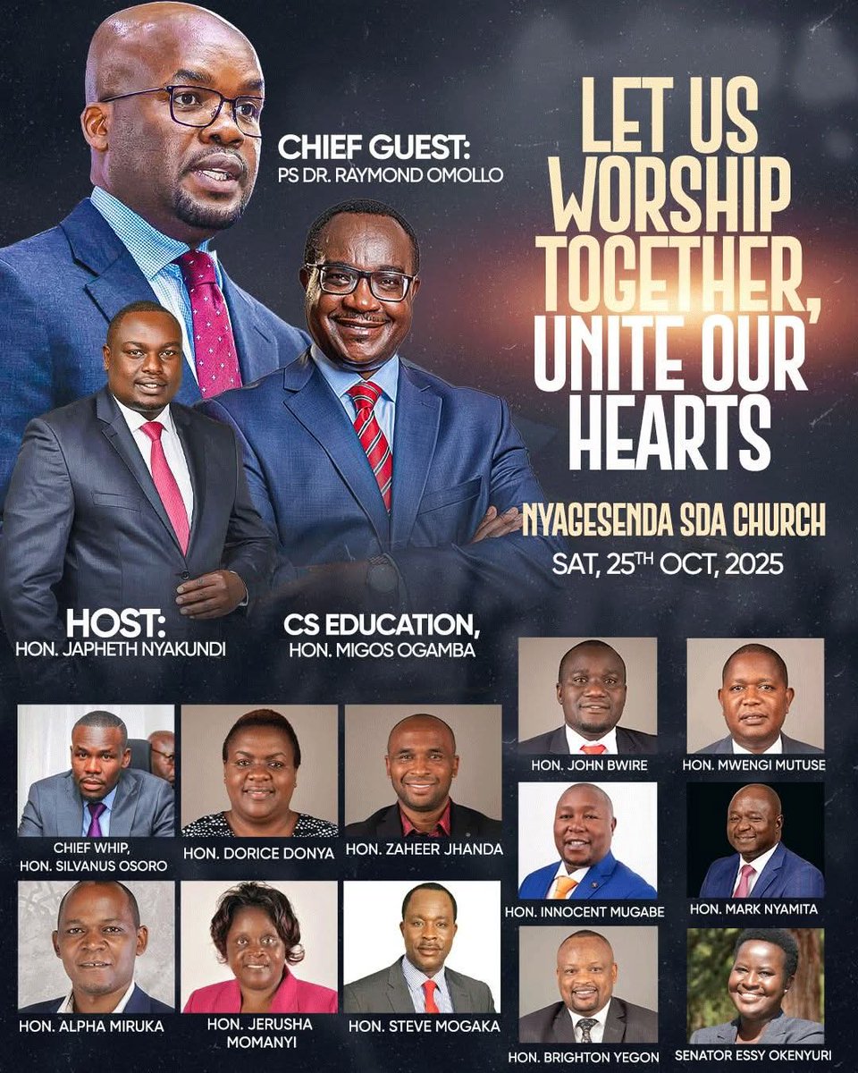 Kenyan's on X (@kox_news) on Twitter photo Let us gather in faith at Nyagesenda SDA Church on Saturday 25th October 2025 and worship together; hearts united in God’s love, lifting His name in praise and thanksgiving 🙏 Let us gather in faith at Nyagesenda SDA Church on Saturday 25th October 2025 and worship together; hearts united in God’s love, lifting His name in praise and thanksgiving 🙏
