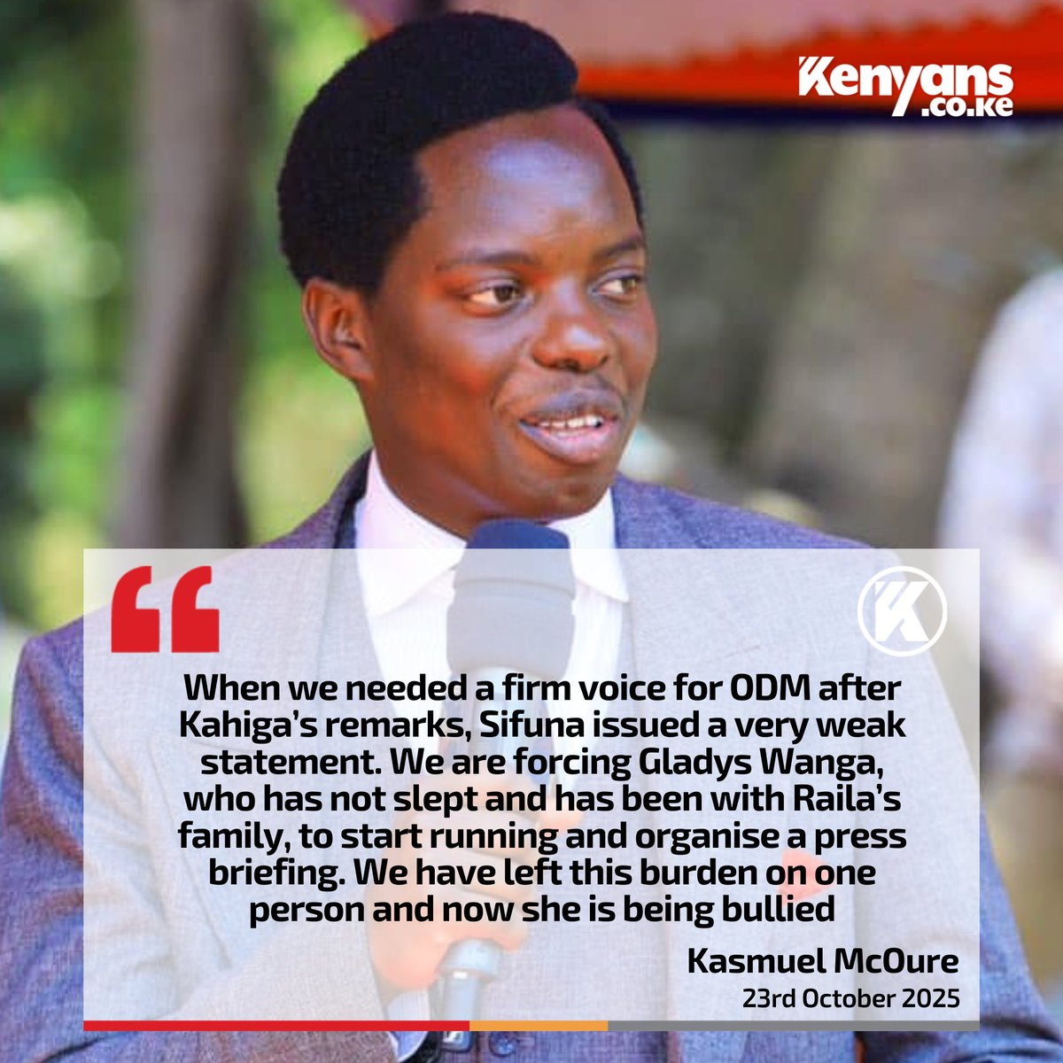 My brother Kasmuel, the very ammunition the top honchos in the party are giving you to fight <a href="/edwinsifuna/">Edwin Sifuna</a> could very much be unleashed on you once the dust settles if you’re not careful.