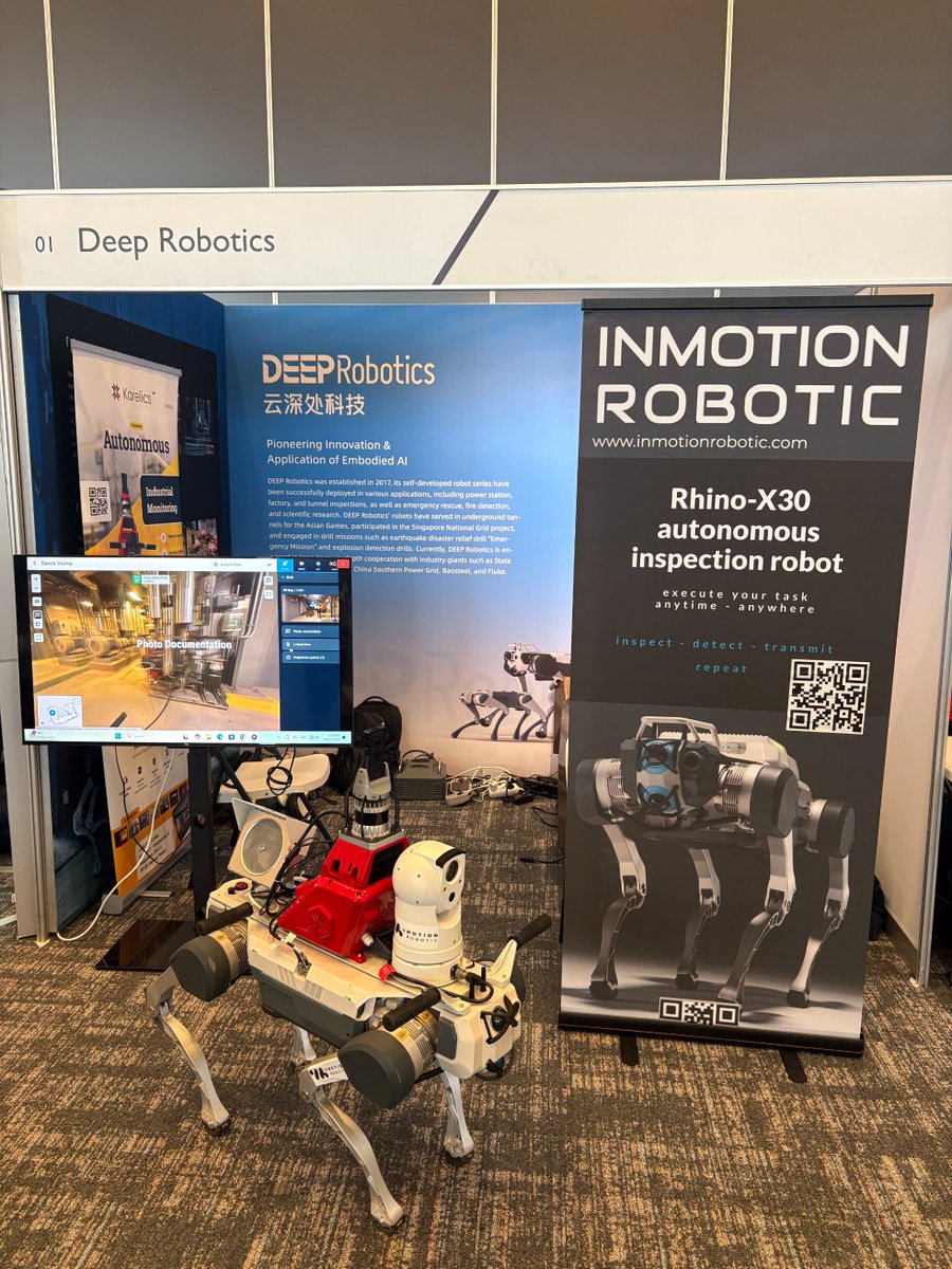 DeepRobotics_CN's tweet image. Deep connections at #SPRINTRobotics in Amsterdam 🤝
Engaging with industry experts to explore next-gen inspection & maintenance robotics — blending hardware, software, and real-world insight.
Building a smarter, safer ecosystem together.
#DeepRobotics #QuadrupedRobots #AI…