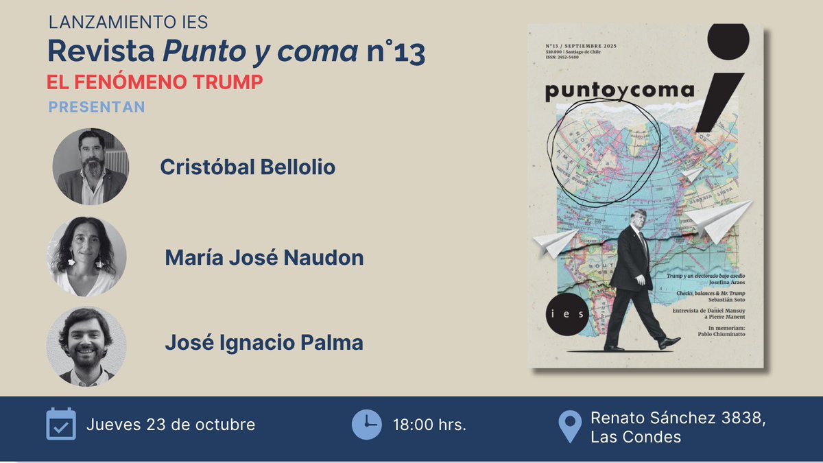 Hoy tenemos el lanzamiento de nuestra revista Punto y coma n° 13, donde estaremos junto a <a href="/cbellolio/">Cristóbal Bellolio</a>, <a href="/MJNaudon/">María José Naudon</a>  y <a href="/ignaciopalma_a/">José Ignacio Palma Arancibia</a>. No te lo pierdas. 18:00 horas en la sede del IES.