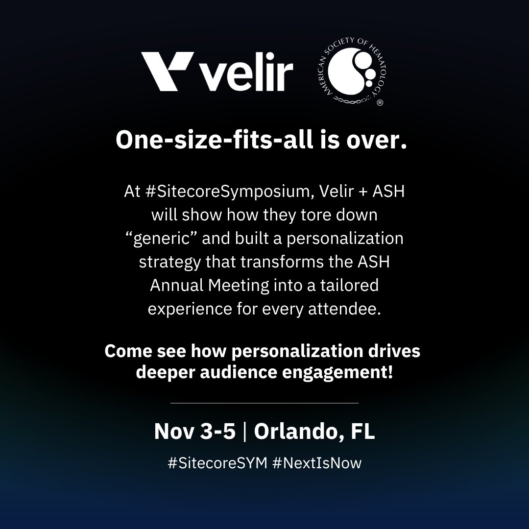 Sitecore's tweet image. Join Velir at #SitecoreSYM 2025!
As a trusted, certified Platinum Partner, Velir is on the ground to ignite new ideas, drive growth, and fuel innovation.
Visit us at booth #223 Sitecore experts as we share AI-driven strategies, XM Cloud insights &experience breakthroughs