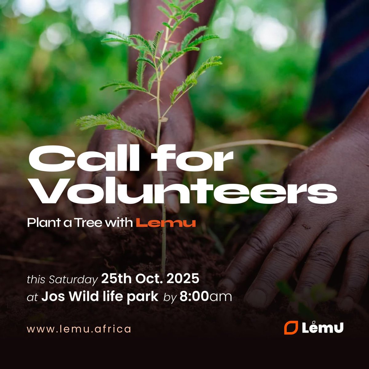 SuperSlimEli's tweet photo. Let’s make the earth greener together! 
Join us this Saturday for a Tree Planting Exercise
Every tree we plant today brings us closer to a cleaner, healthier planet.

Sat. 25-10-25
🕗 8:00am
📍Jos Wildlife Park

#PlantATree 
#GoGreenWithLemu
Join the link below to volunteer ⤵ https://t.co/WKN7Oa8QGW