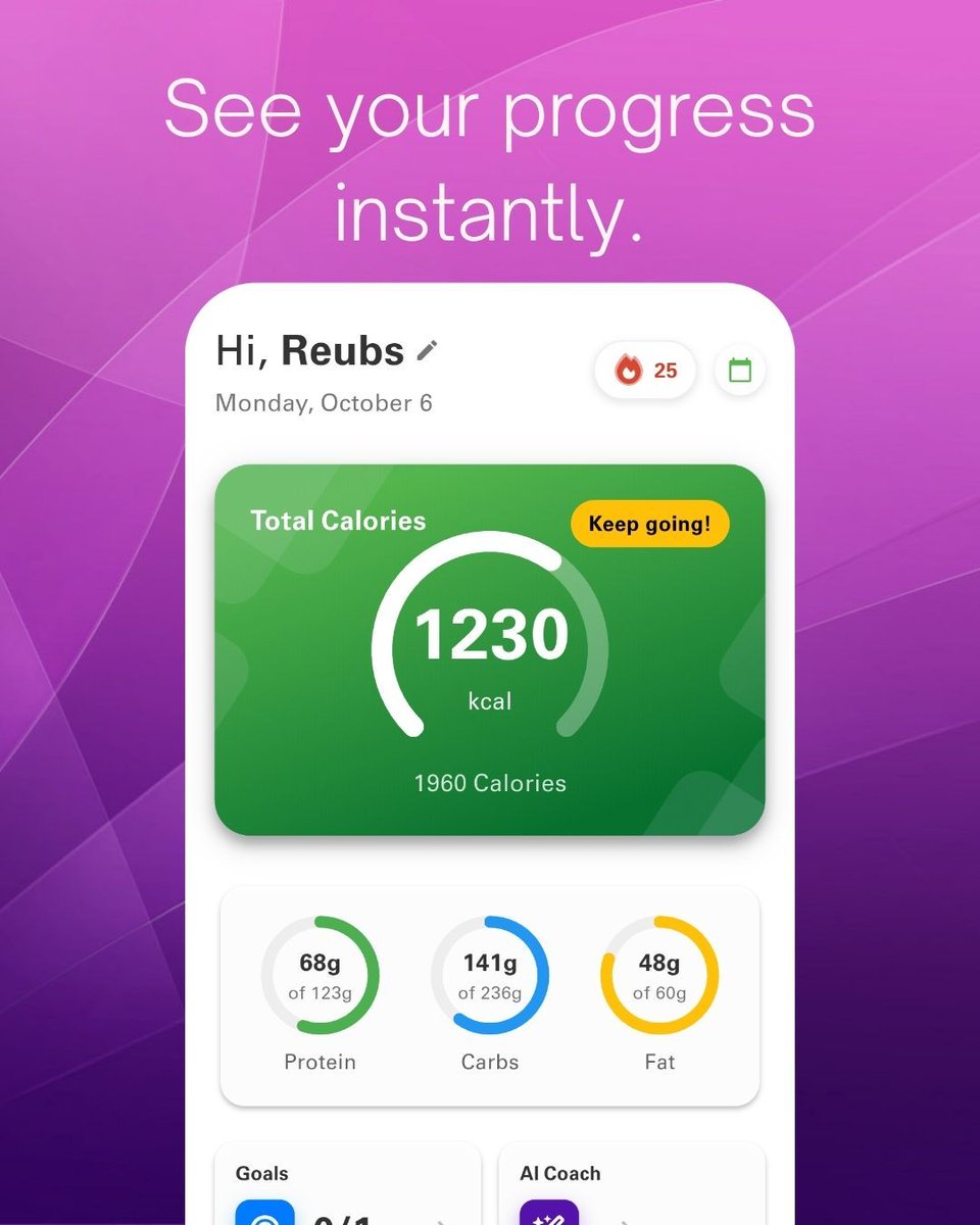 YourMacroMate's tweet image. No more guessing.
Your dashboard shows what your body needs and how you’re doing - all in real time.
Data that’s actually useful.

#MacroMate #AppFeature #HealthTracking #MacroMateDashboard #WellnessTech