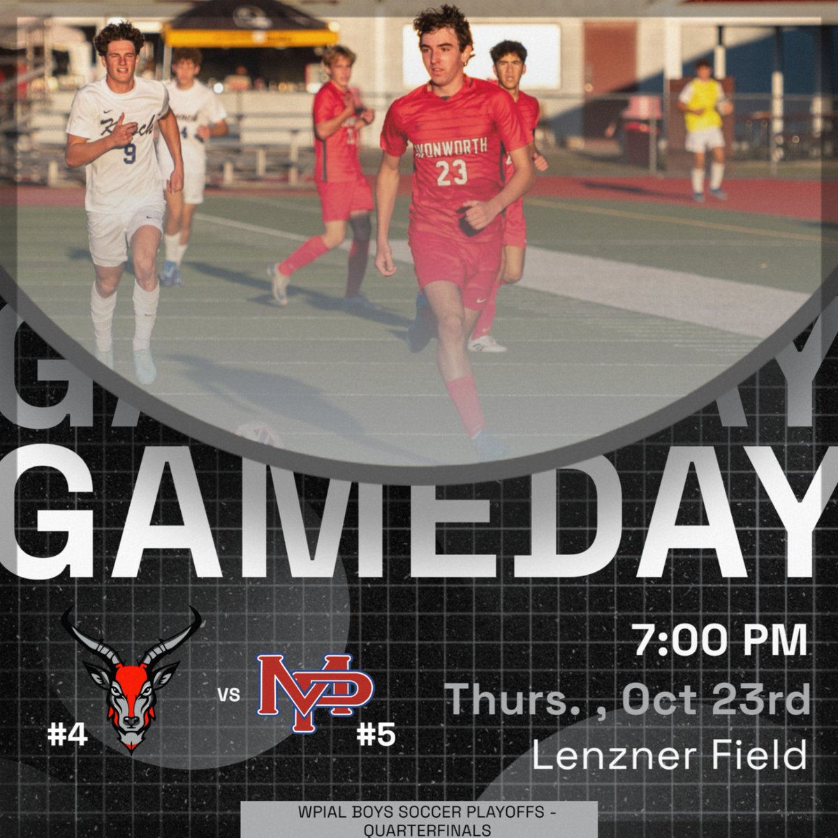 GAMEDAY!

Boys soccer takes on #5 Mt. Pleasant tonight at HOME in the WPIAL Quarterfinals!

7PM 
@ Lenzner Field

#LopesUP