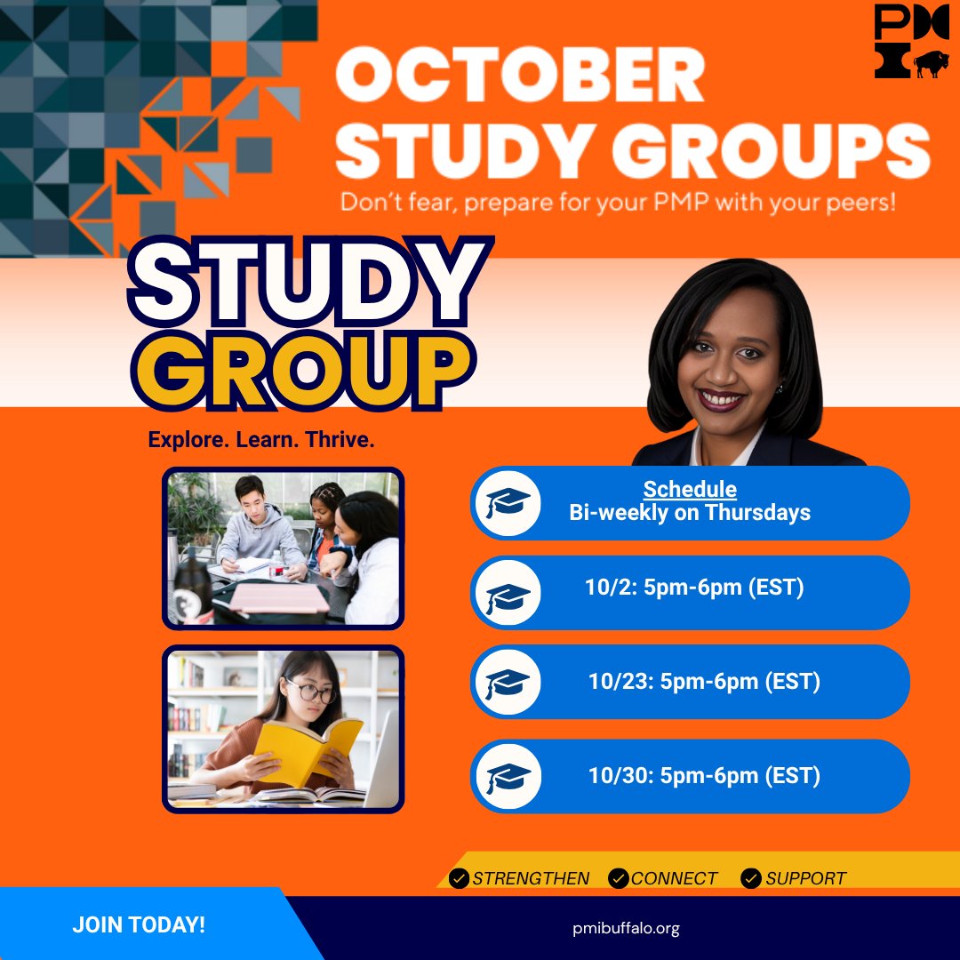 🌟 PMI Buffalo Study Groups – TODAY THURSDAY 10/23! 🌟

🎉 Join us to gain valuable insights, stay motivated, and connect with peers who share your goals.

• 10/23 | 5 PM - 6 PM (ET)

📝 Register Today: ow.ly/Rc3B50Xfl9A

#PMIBuffalo #PMI #PMP #ProfessionalDevelopment