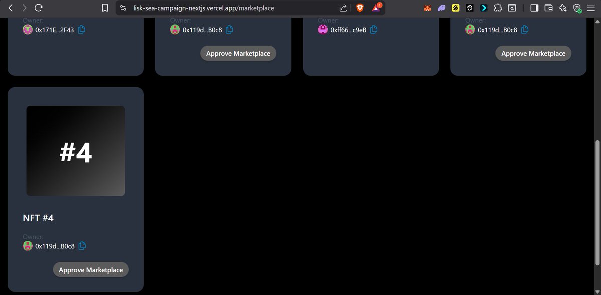 dmystical_coder's tweet image. Just completed
@LiskSEA
#SpeedrunLiskSEA #W5 challenge!  The goal was to build a fully functional NFT marketplace with listing, buying, selling, and oracle-powered USD price display.
Check it out: lisk-sea-campaign-nextjs.vercel.app/marketplace