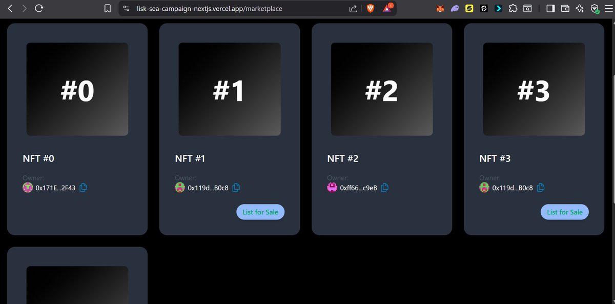 dmystical_coder's tweet image. Just completed
@LiskSEA
#SpeedrunLiskSEA #W5 challenge!  The goal was to build a fully functional NFT marketplace with listing, buying, selling, and oracle-powered USD price display.
Check it out: lisk-sea-campaign-nextjs.vercel.app/marketplace