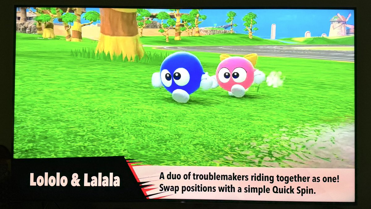THANK YOU <a href="/Sora_Sakurai/">桜井 政博 / Masahiro Sakurai</a> — you made a lifelong dream come true!! 💙💗

About 20 years ago, I was a teenager when we met for the first time. I worked up the courage to ask: “Please consider making Lololo &amp; Lalala playable someday!” and gave you a small enamel pin of the duo as a