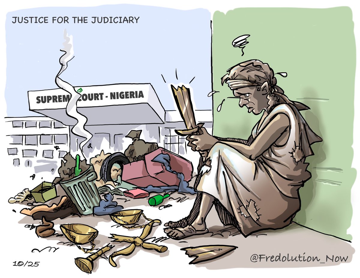 Fredolution_Now's tweet image. My cartoon today: Justice for the Judiciary 😪